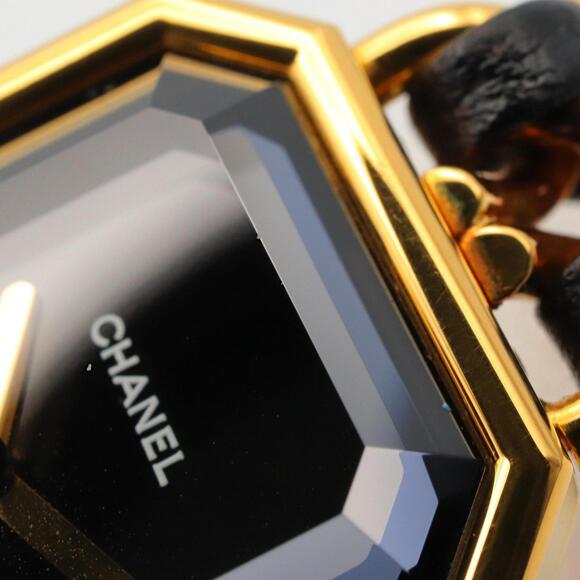 CHANEL Premiere M Watch, Gold-Plated, with Leather Strap, Black, Women's, H0001 - Picture 9 of 15